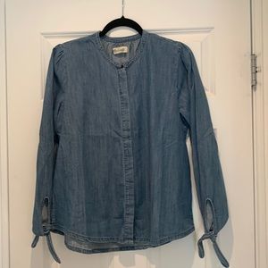 Madewell chambray button down tie cuff top